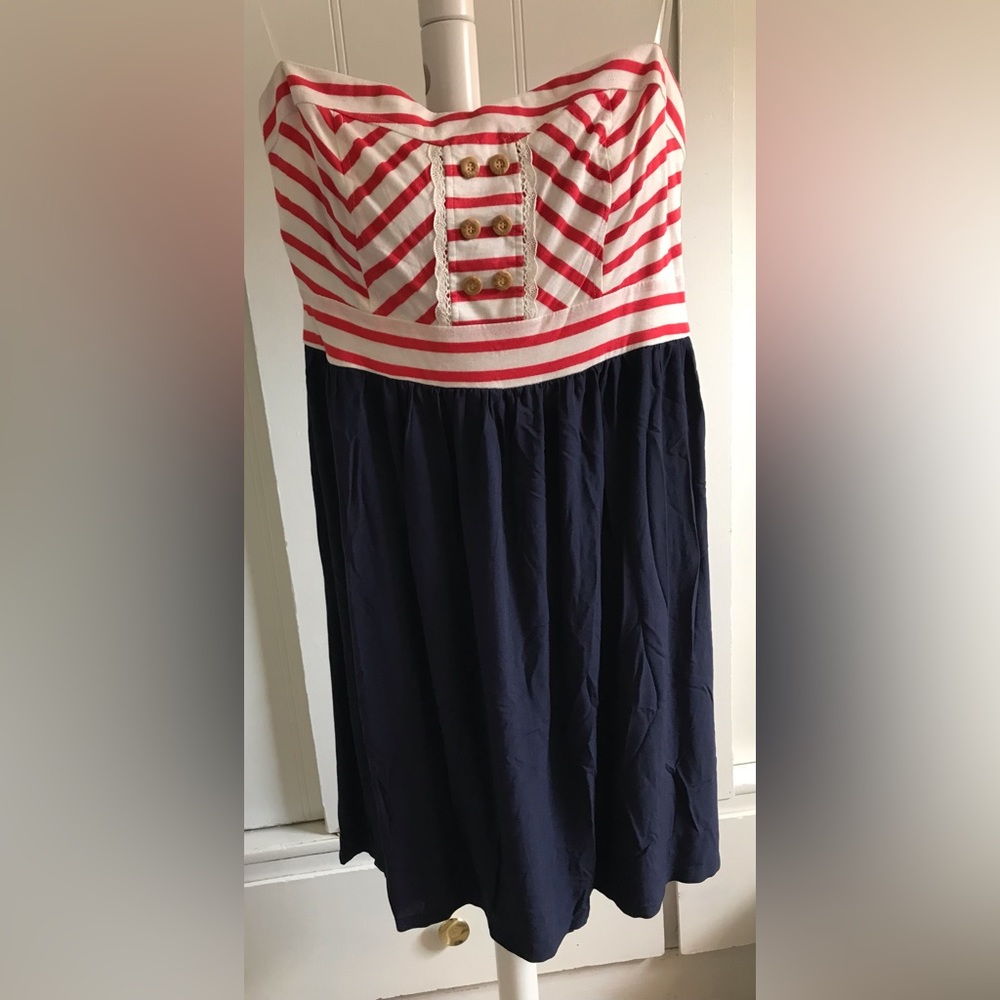 Xhilaration Strappless Red White and Blue Dress Size Large